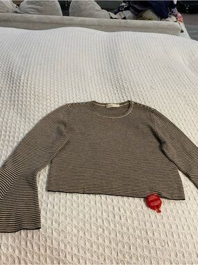 A.L.C Striped Slim-Fit Knit Top in Black and Cream